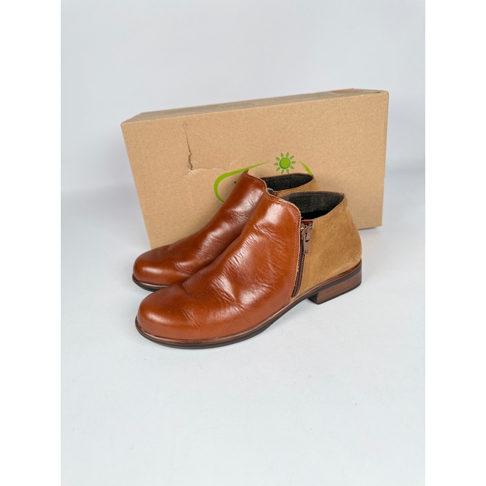 Naot Helm Maple Brown Leather Desert Suede Ankle Boots 39